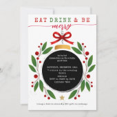 Eat Drink and Be Merry Christmas Party Potluck Kaart (Voorkant)