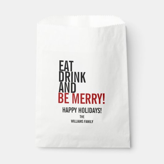 Eat Drink and be Merry Holiday Favor Bag Bedankzakje (Voorkant)