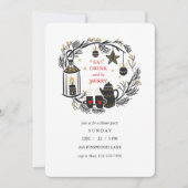 Eat Drink and be Merry Holiday Invitation Kaart (Voorkant)