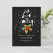 Eat Drink and Be Merry Holiday Invitation Kaart (Staand voorkant)