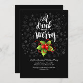 Eat Drink and Be Merry Holiday Invitation Kaart (Voorkant / Achterkant)