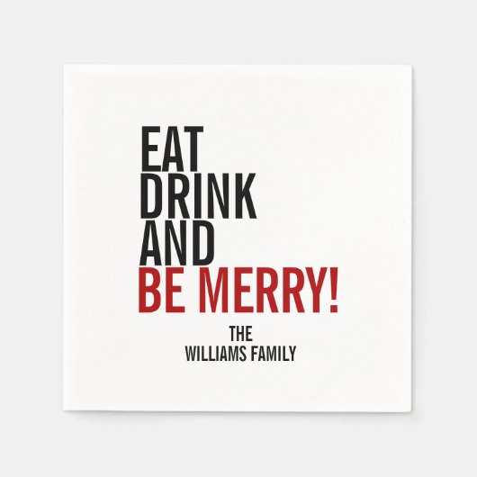 Eat Drink and be Merry Holiday Paper Napkins Servet (Voorkant)