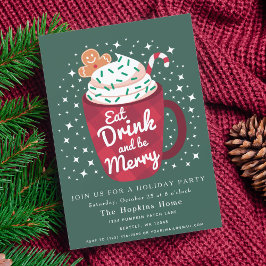 Eat Drink and be Merry Holiday Party Invitation Kaart