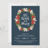 Eat Drink and Be Merry Holiday Party Invitation Kaart (Voorkant)