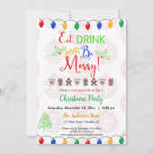 Eat Drink and be Merry Kerstfeestay Party Kaart (Voorkant)