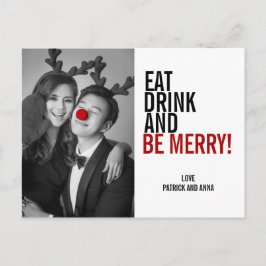 Eat Drink and be Merry Kerstfoto Briefkaart