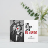 Eat Drink and be Merry Kerstfoto Briefkaart (Staand voorkant)