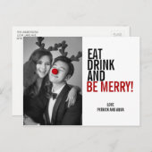 Eat Drink and be Merry Kerstfoto Briefkaart (Voorkant / Achterkant)
