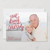 Eat Drink and be Merry Kerstfoto Feestdagenkaart (Voorkant)