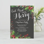 Eat Drink and be Merry Kerstparty Invitation Kaart (Staand voorkant)