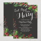 Eat Drink and be Merry Kerstparty Invitation Kaart (Voorkant / Achterkant)
