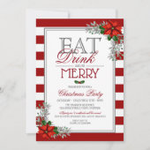 Eat Drink and be Merry Kerstparty Invitation Kaart (Voorkant)