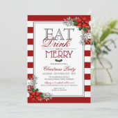 Eat Drink and be Merry Kerstparty Invitation Kaart (Staand voorkant)