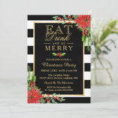 Eat Drink and be Merry Kerstparty Invitation Kaart (Staand voorkant)