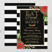 Eat Drink and be Merry Kerstparty Invitation Kaart (Voorkant / Achterkant)