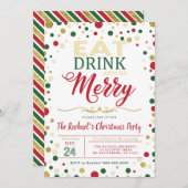 Eat Drink and be Merry Kerstparty Invitation Kaart (Voorkant / Achterkant)