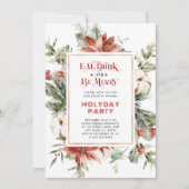 Eat Drink and be Merry Kerstparty Invitation Kaart (Voorkant)