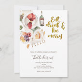 Eat Drink and be Merry Kerstparty Invitation Kaart (Voorkant)