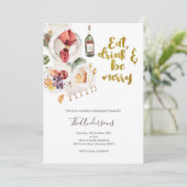 Eat Drink and be Merry Kerstparty Invitation Kaart (Staand voorkant)