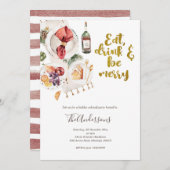 Eat Drink and be Merry Kerstparty Invitation Kaart (Voorkant / Achterkant)