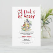 Eat Drink and be Merry Kerstparty Invitation Kaart (Staand voorkant)