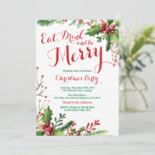 Eat Drink and be Merry Kerstparty Invitation Kaart (Staand voorkant)