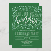 Eat Drink and be Merry Kerstparty Invitation Kaart (Voorkant / Achterkant)