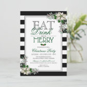 Eat Drink and be Merry Kerstparty Invitation Kaart (Staand voorkant)