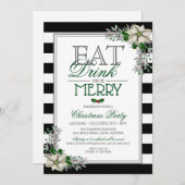 Eat Drink and be Merry Kerstparty Invitation Kaart (Voorkant / Achterkant)