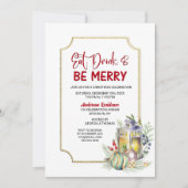 Eat Drink and be Merry Lantern kerstparty Kaart (Voorkant)