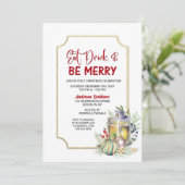 Eat Drink and be Merry Lantern kerstparty Kaart (Staand voorkant)