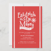 Eat Drink and be Merry Red Holiday Party Kaart (Voorkant)