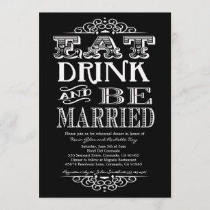 Eat Drink and be Merry Rehearsal Dinner Invitation Kaart