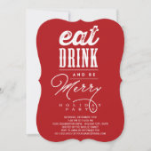 Eat Drink and be Merry Rustic Holiday Party nodigt Kaart (Voorkant)
