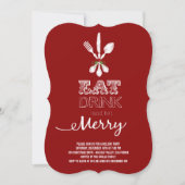 Eat Drink and be Merry Rustic Holiday Party nodigt Kaart (Voorkant)