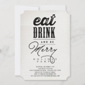 Eat Drink and be Merry Rustic Holiday Party nodigt Kaart (Voorkant)