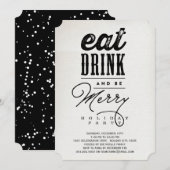 Eat Drink and be Merry Rustic Holiday Party nodigt Kaart (Voorkant / Achterkant)