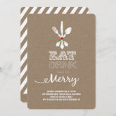 Eat Drink and be Merry Rustic Holiday Party nodigt Kaart (Voorkant / Achterkant)