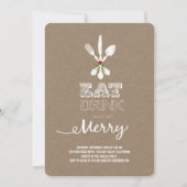 Eat Drink and be Merry Rustic Holiday Party nodigt Kaart (Voorkant)
