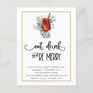 Eat Drink and be Merry Snowberries kerstparty Briefkaart