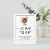 Eat Drink and be Merry Snowberries kerstparty Briefkaart (Staand voorkant)
