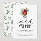 Eat Drink and be Merry Snowberries kerstparty Kaart (Voorkant / Achterkant)