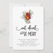 Eat Drink and be Merry Snowberries kerstparty Kaart (Voorkant)