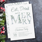 Eat Drink and be Merry Typography Kerstparty Kaart