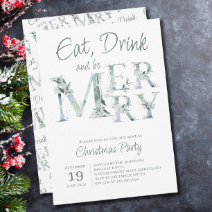 Eat Drink and be Merry Typography Kerstparty Kaart