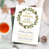Eat Drink and be Merry Xmas Floral Kerstparty Kaart