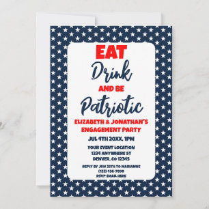 Eat Drink and be Patriotic Engagement Party Kaart