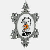 Eat Drink And Be Scared Minimal Clean Tin Sneeuwvlok Ornament (Links)
