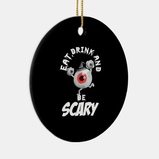Eat Drink And Be Scared Retro Classic Keramisch Ornament (Rechts)