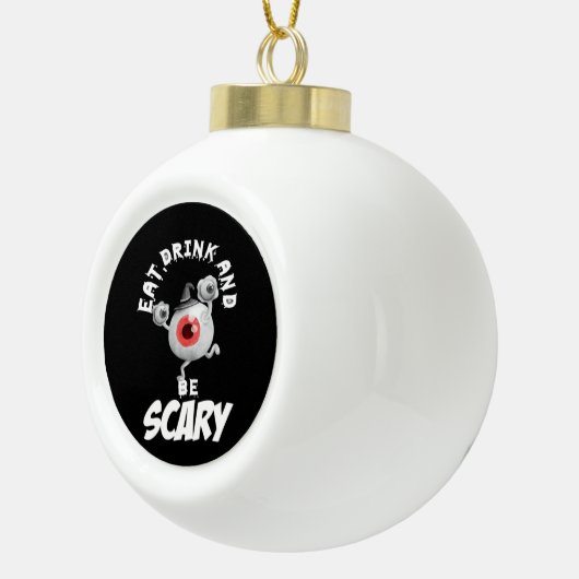 Eat Drink And Be Scared Retro Classic Keramische Bal Ornament (Rechts)